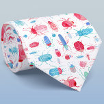 Beetle Watercolor Tie<br><div class="desc">Watercolor bugs and beetles pattern in pink,  red,  blue and turquoise on a white background.  Perfect for entomologists and nature lovers!  Original art by Nic Squirrell.</div>