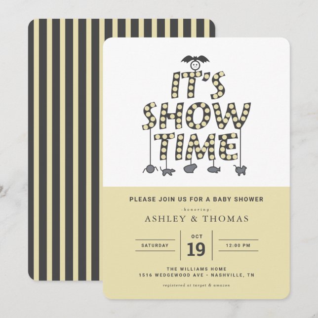 Beetlejuice Baby Shower | It's Showtime Invitation (Front/Back)