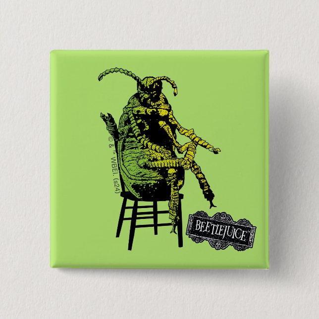 Beetlejuice | Beetle in Chair 15 Cm Square Badge (Front)