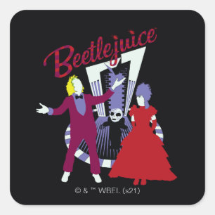 Beetlejuice   Beetlejuice & Lydia Wedding Square Sticker