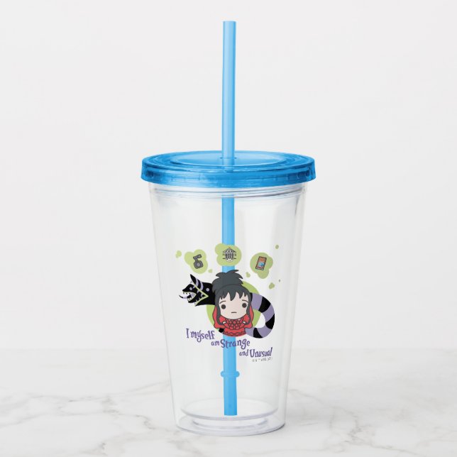 Beetlejuice | Chibi Lydia "Strange and Unusual" Acrylic Tumbler (Front)