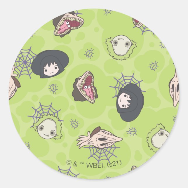 Beetlejuice | Cute Chibi Toss Pattern Classic Round Sticker (Front)