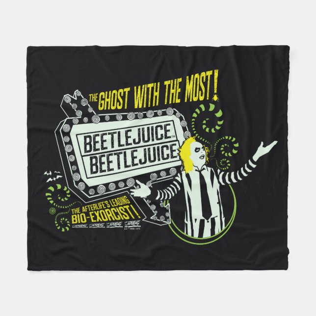Beetlejuice | "Ghost With The Most" Marquee Fleece Blanket (Front (Horizontal))
