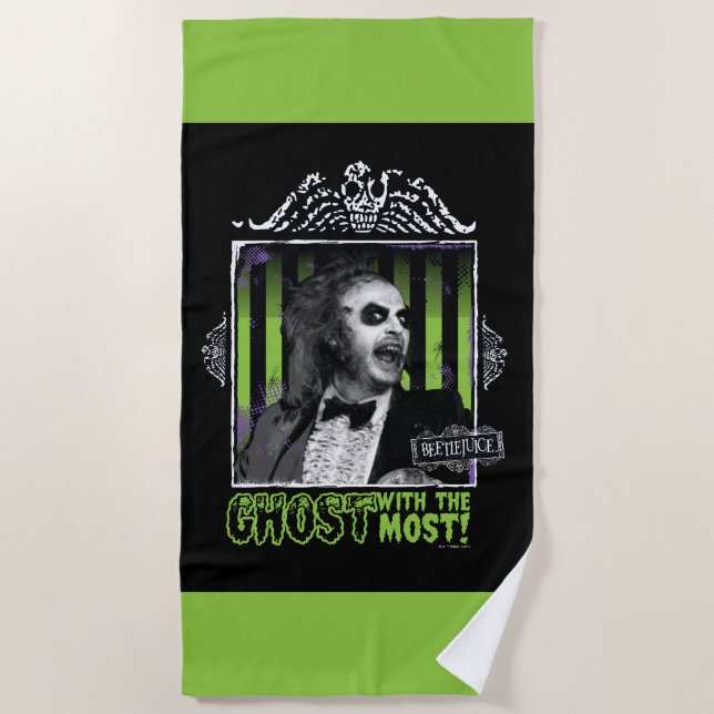 Beetlejuice | "Ghost With The Most" Portrait Beach Towel (Front)