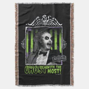 Beetlejuice   "Ghost With The Most" Portrait Throw Blanket