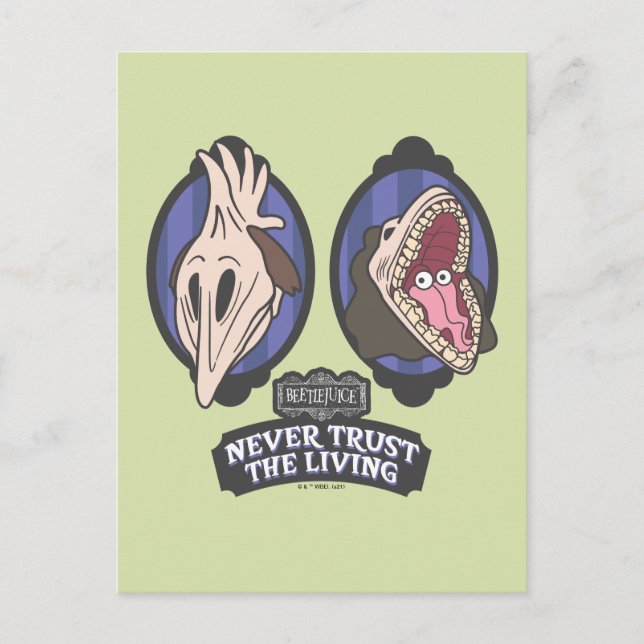 Beetlejuice | Maitlands "Never Trust The Living" Postcard (Front)