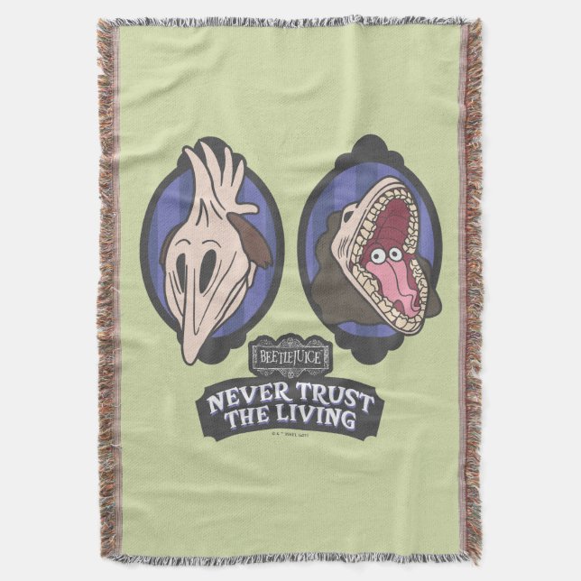 Beetlejuice | Maitlands "Never Trust The Living" Throw Blanket (Front Vertical)