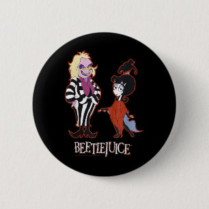 Beetlejuice Red Outline Beetlejuice And Lydia Cart 6 Cm Round Badge