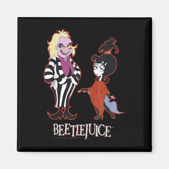 Beetlejuice Red Outline Beetlejuice And Lydia Cart Magnet (Front)