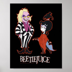 Beetlejuice Red Outline Beetlejuice And Lydia Cart Poster