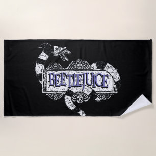 Beetlejuice   Sandworm Coiled on Beetlejuice Logo Beach Towel