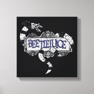 Beetlejuice Sandworm Coiled on Beetlejuice Logo Canvas Print