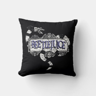 Beetlejuice   Sandworm Coiled on Beetlejuice Logo Cushion
