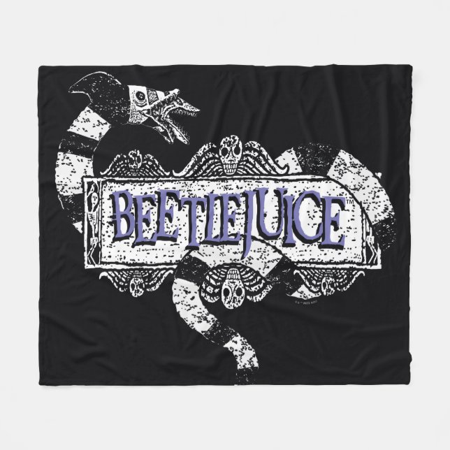 Beetlejuice | Sandworm Coiled on Beetlejuice Logo Fleece Blanket (Front (Horizontal))