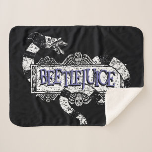 Beetlejuice   Sandworm Coiled on Beetlejuice Logo Sherpa Blanket