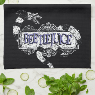 Beetlejuice   Sandworm Coiled on Beetlejuice Logo Tea Towel