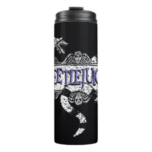 Beetlejuice   Sandworm Coiled on Beetlejuice Logo Thermal Tumbler