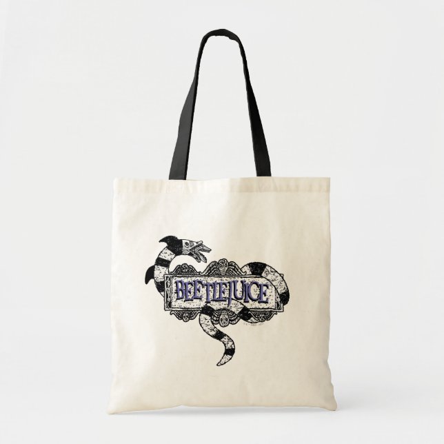 Beetlejuice | Sandworm Coiled on Beetlejuice Logo Tote Bag (Front)