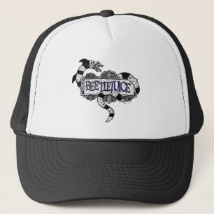 Beetlejuice   Sandworm Coiled on Beetlejuice Logo Trucker Hat