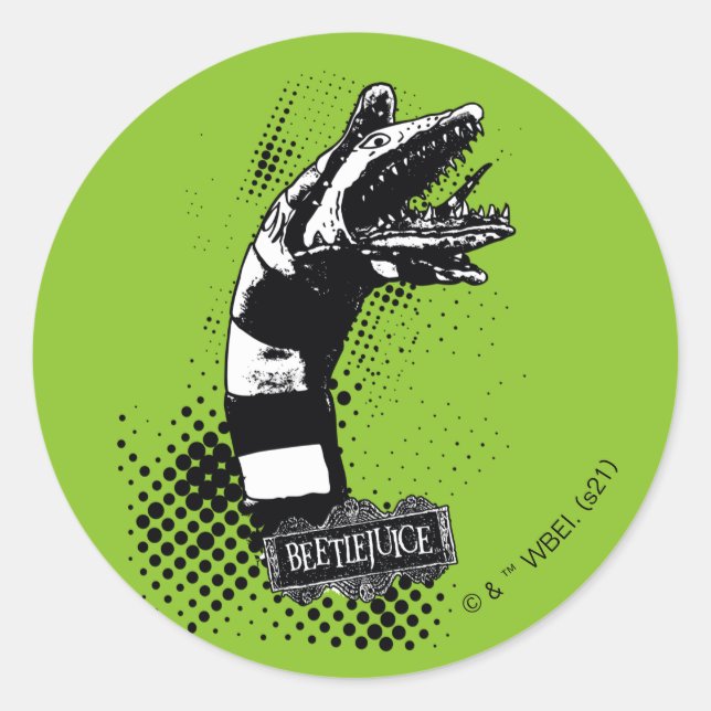 Beetlejuice | Sandworm Illustration Classic Round Sticker (Front)