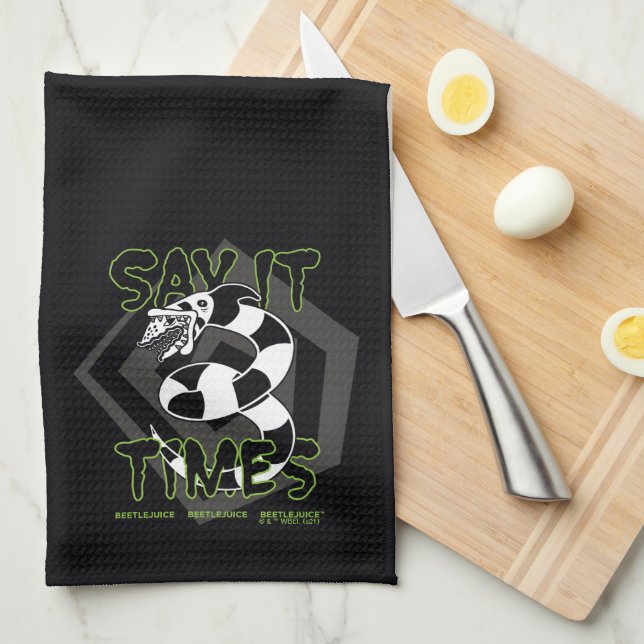 Beetlejuice | Say It 3 Times Tea Towel (Quarter Fold)