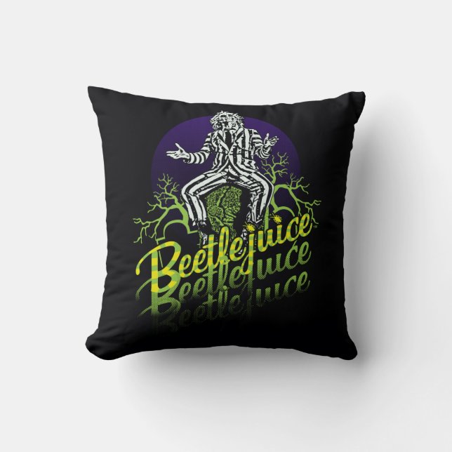 Beetlejuice | Sitting on a Tombstone Cushion (Front)