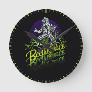 Beetlejuice Sitting on a Tombstone Round Clock