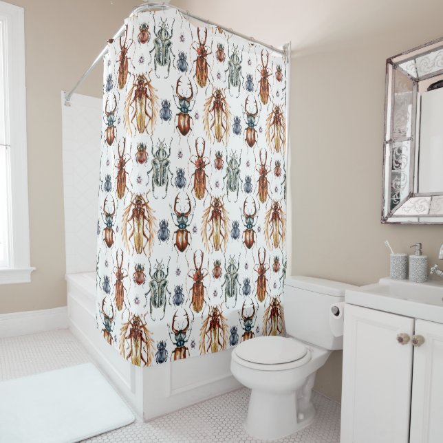 Beetles Multi-Colored Shower Curtain (In Situ)