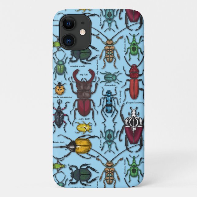 Beetles on blue Case-Mate iPhone case (Back)