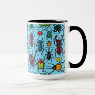 Beetles on blue mug
