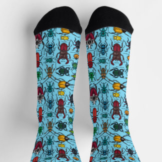 Beetles on blue socks