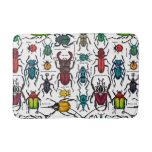 Beetles on white bath mat