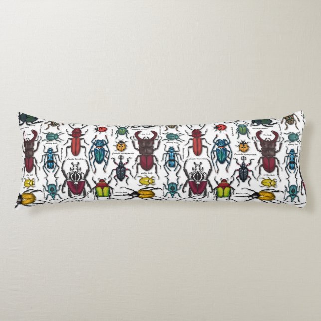 Beetles on white body cushion (Front)