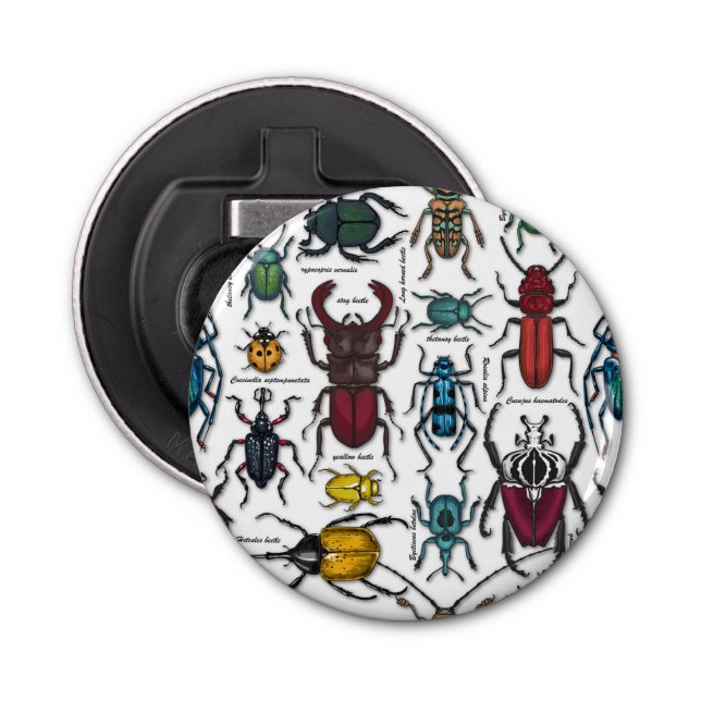 Beetles on white bottle opener (Front)