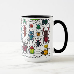 Beetles on white mug