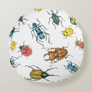Beetles Round Cushion