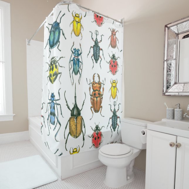 Beetles Shower Curtain (In Situ)