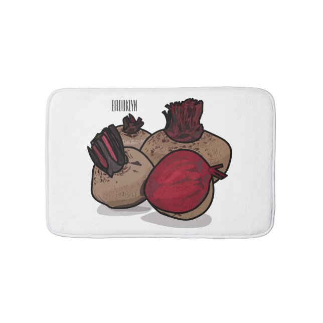 Beetroot cartoon illustration  bath mat (Front)
