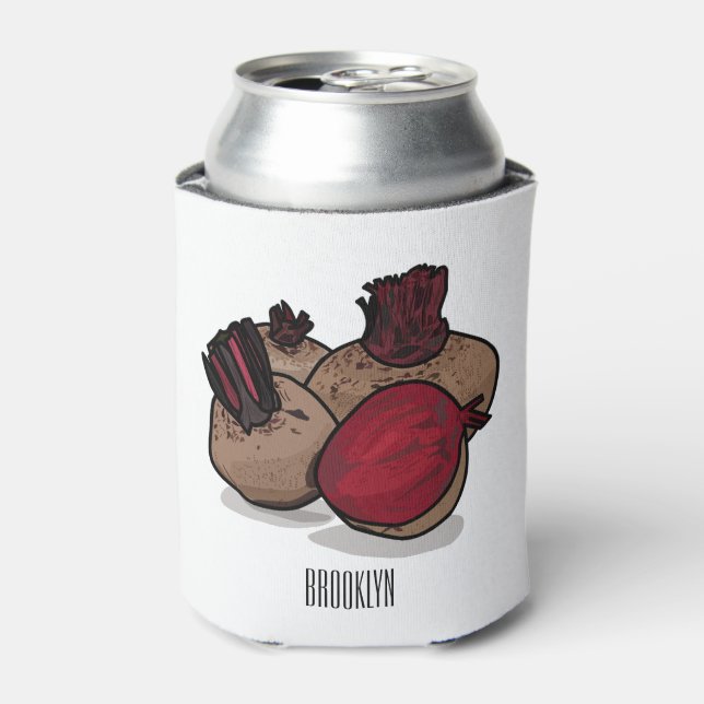 Beetroot cartoon illustration  can cooler (Can Front)
