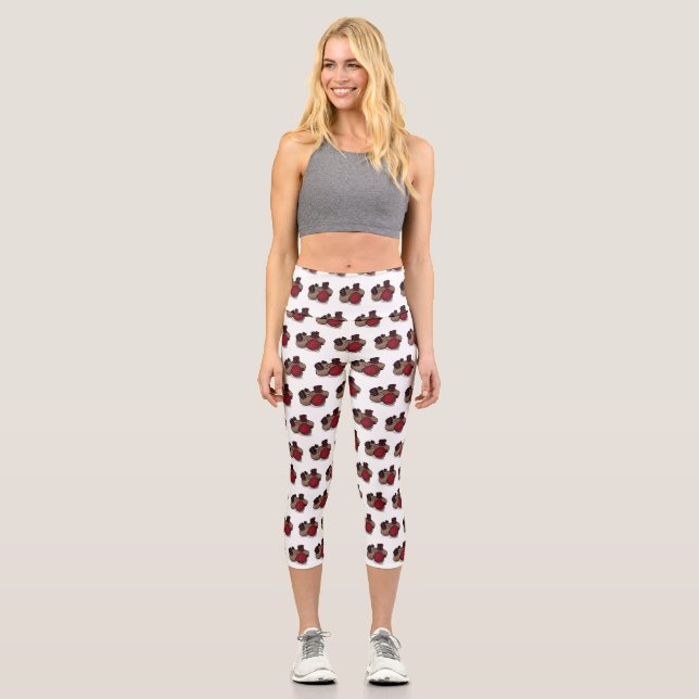 Beetroot cartoon illustration  capri leggings (Front)