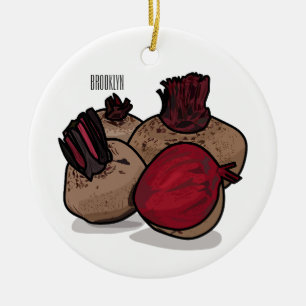 Beetroot cartoon illustration ceramic tree decoration