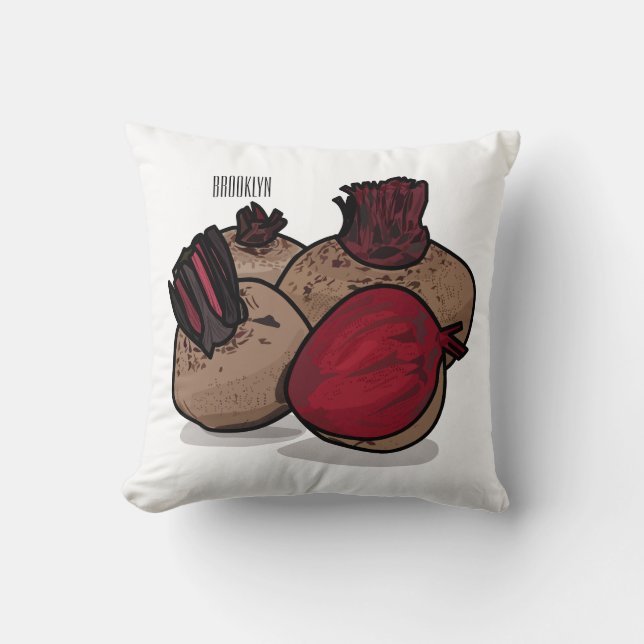 Beetroot cartoon illustration  cushion (Front)