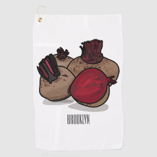 Beetroot cartoon illustration golf towel