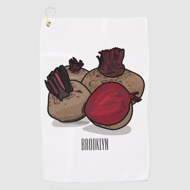 Beetroot cartoon illustration  golf towel (Front)