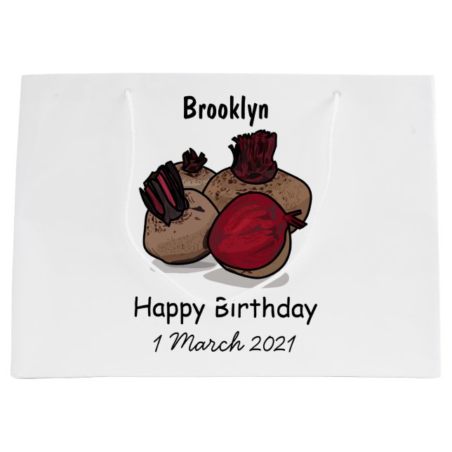 Beetroot cartoon illustration large gift bag (Front)