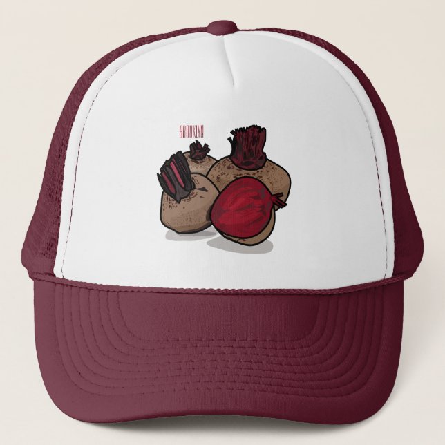 Beetroot cartoon illustration  trucker hat (Front)