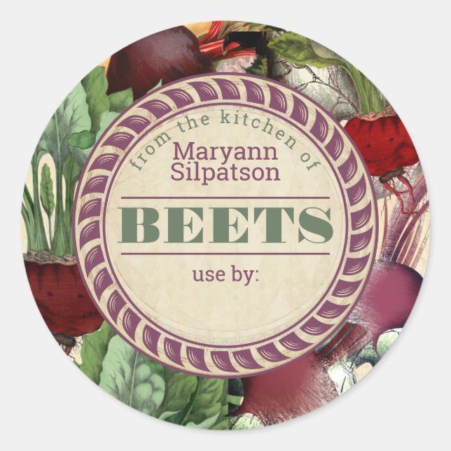 Beets canning personalised from the kitchen of classic round sticker (Front)