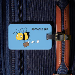Beezness Bee, Tired Stressed Bee Holding Briefcase Luggage Tag
