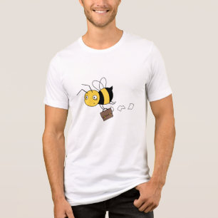 Beezness Bee, Tired Stressed Bee Holding Briefcase Tri-Blend Shirt