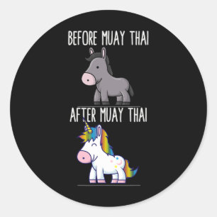 Before After Muay Thai Unicorn Fighter Boxing Classic Round Sticker